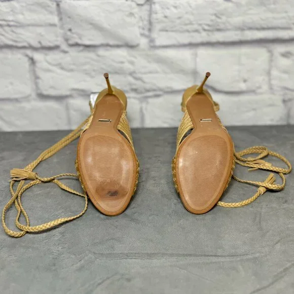 Reiss Minerva Gold Braided Ankle Tie Sandals - Picture 5 of 6